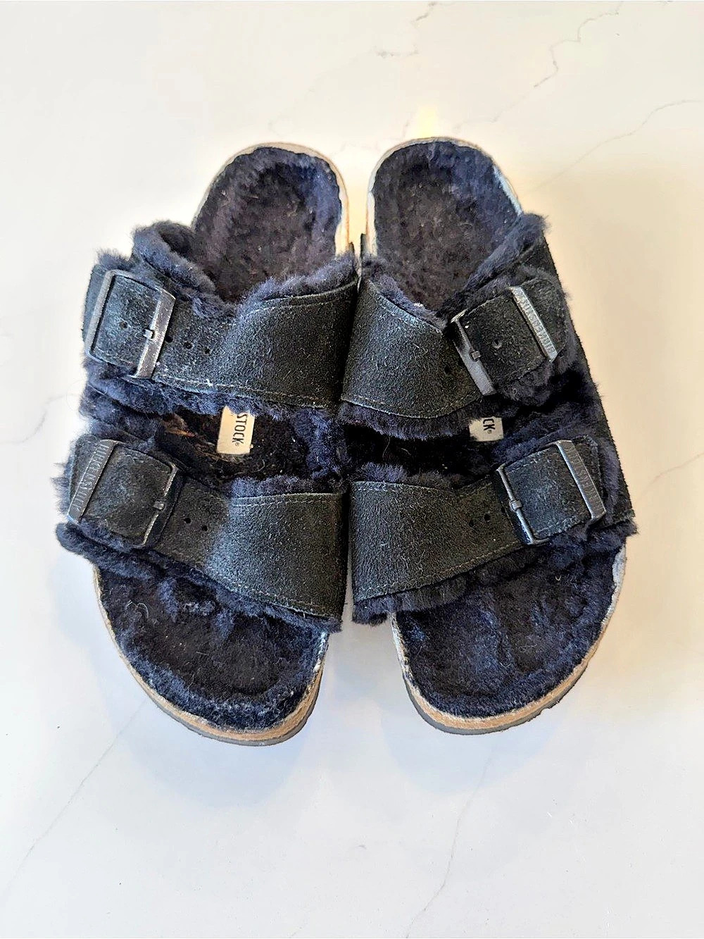 Birkenstock Arizona Shearling Black Buckle Sandals EU 40 US 9